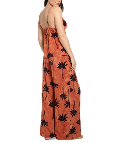 Midnight Bakery Palm Print Pajamas In Brown
