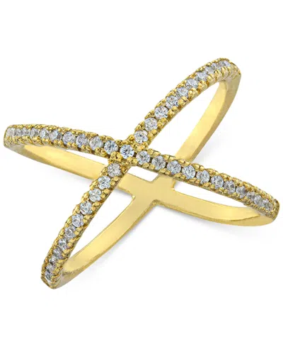 Macy's Pave Criss Cross Band Ring In Sterling Silver