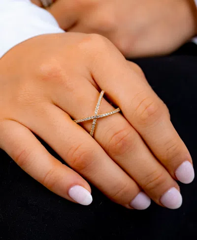 Macy's Pave Criss Cross Band Ring In Sterling Silver