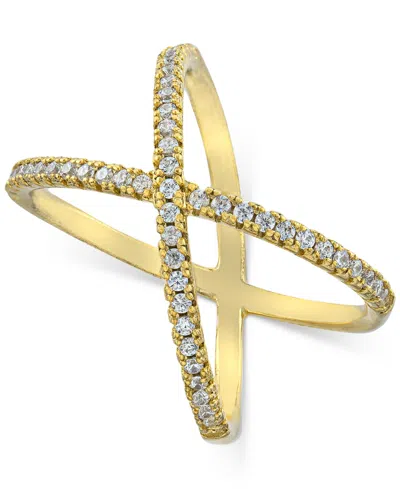 Macy's Pave Criss Cross Band Ring In Sterling Silver