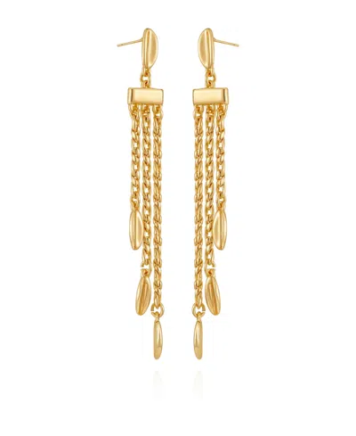 Vince Camuto Long Gold Tone Chain Tassel Earrings In Gold