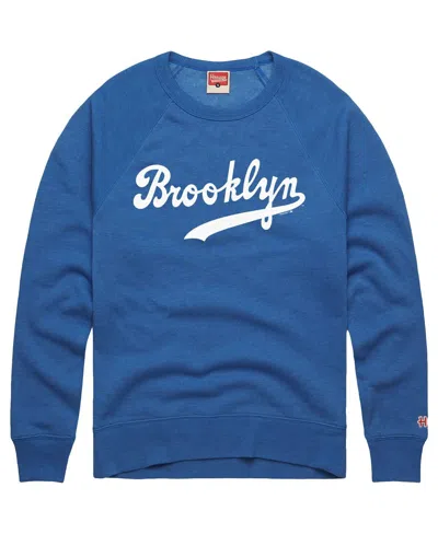 Homage Royal Brooklyn Dodgers Retro Tri-blend Pullover Sweatshirt In Blue