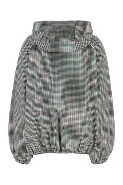 Miu Miu Embroidered Tech Fabric Jacket In Gray