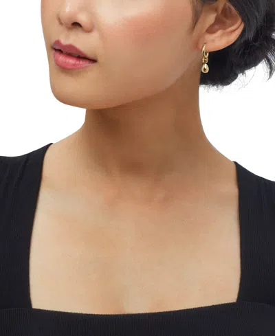 Macy's Polished Knot & Teardrop Dangle Hoop Earrings In 14k Gold