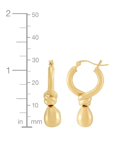 Macy's Polished Knot & Teardrop Dangle Hoop Earrings In 14k Gold