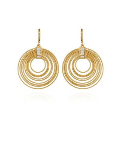 Vince Camuto Tiered Gold Hoop Earrings With Baguette Crystals