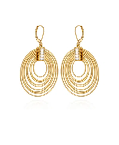 Vince Camuto Tiered Gold Hoop Earrings With Baguette Crystals