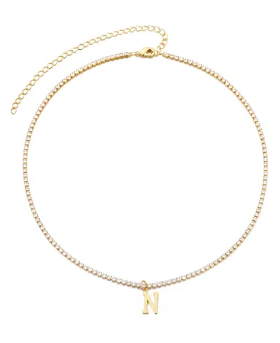 Adornia 14k Gold Plated Tennis Necklace With Initial Charm