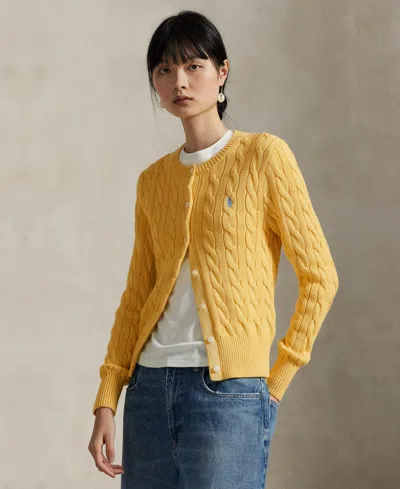 Polo Ralph Lauren Women's Cable-knit Cotton Crewneck Cardigan Sweater