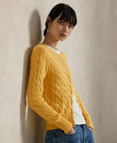 Polo Ralph Lauren Women's Cable-knit Cotton Crewneck Cardigan Sweater