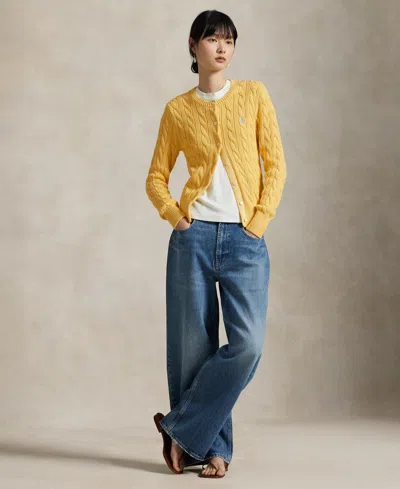 Polo Ralph Lauren Women's Cable-knit Cotton Crewneck Cardigan Sweater