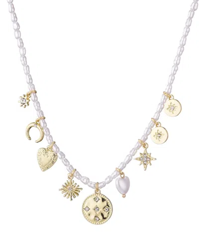 Adornia 14k Gold Plated Vintage Charm Pearl Strand Necklace