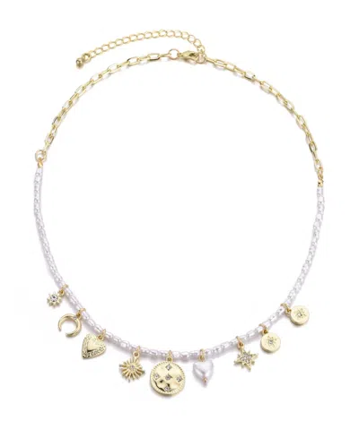 Adornia 14k Gold Plated Vintage Charm Pearl Strand Necklace