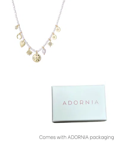 Adornia 14k Gold Plated Vintage Charm Pearl Strand Necklace