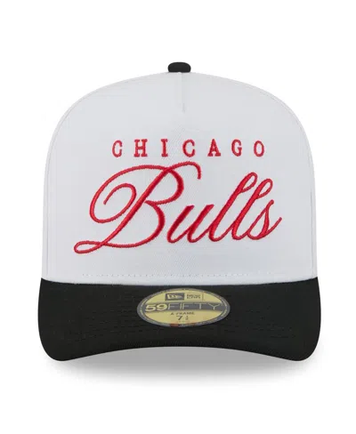 New Era Men's White/black Chicago Bulls 2025 Nba Draft A-frame 59fifty Fitted Hat