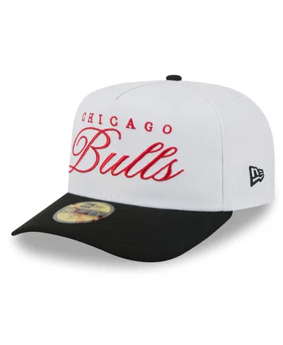 New Era Men's White/black Chicago Bulls 2025 Nba Draft A-frame 59fifty Fitted Hat