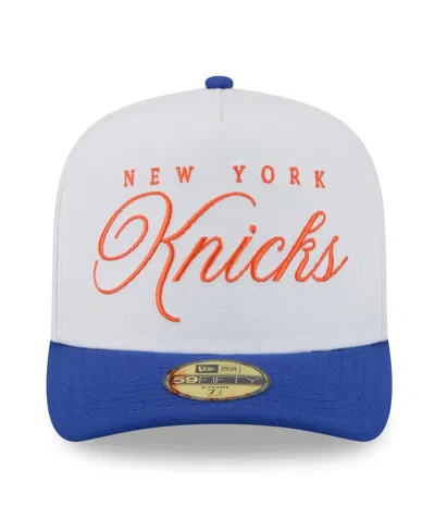 New Era Men's White/blue New York Knicks 2025 Nba Draft A-frame 59fifty Fitted Hat