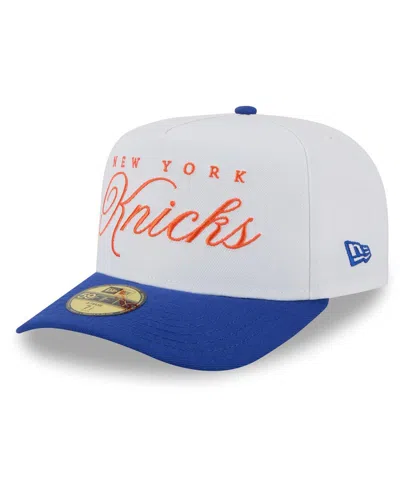 New Era Men's White/blue New York Knicks 2025 Nba Draft A-frame 59fifty Fitted Hat