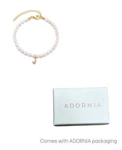 Adornia Gold Freshwater Cultivated Pearl Cubic Zirconia Letter Bracelet