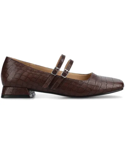 Journee Collection Women's Gredah Square Toe Double Strap Mary Jane Flats