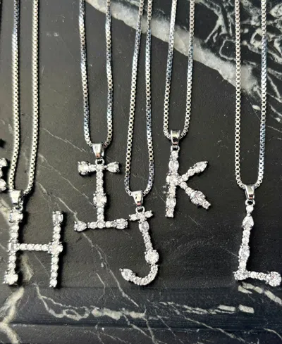 Adornia Silver Crystal Mixed Stone Initial Necklace