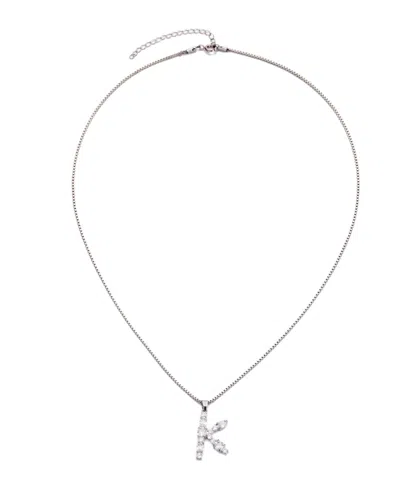 Adornia Silver Crystal Mixed Stone Initial Necklace