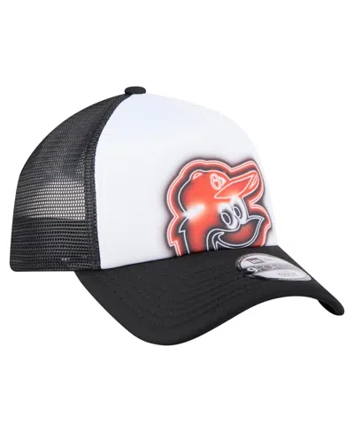 New Era Toddler White/black Baltimore Orioles Painted A-frame 9forty Trucker Adjustable Hat In Black