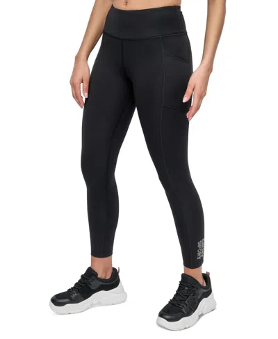 Dkny Sport Women's Rhinestone-logo High-rise 7/8 Leggings