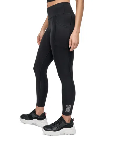 Dkny Sport Women's Rhinestone-logo High-rise 7/8 Leggings