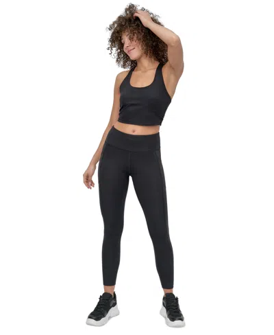 Dkny Sport Women's Rhinestone-logo High-rise 7/8 Leggings