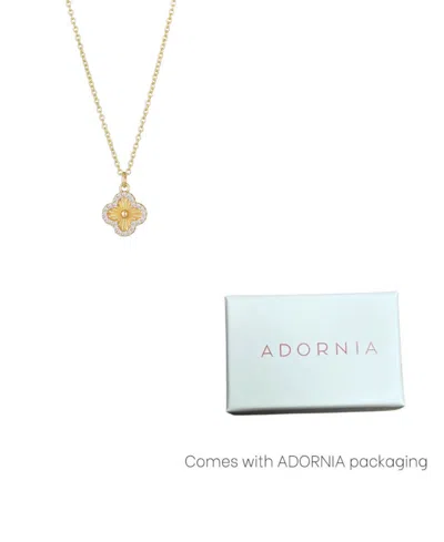 Adornia Cubic Zirconia Button Clover Halo Pendant Necklace In Gold