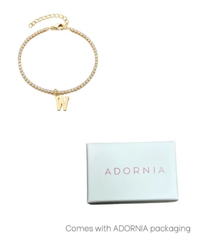 Adornia Gold Crystal Initial Charm Tennis Bracelet