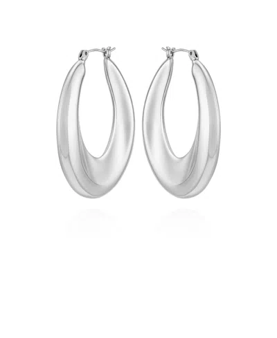 Vince Camuto Silver Tone Bold Oval Hoop Earrings In Silver