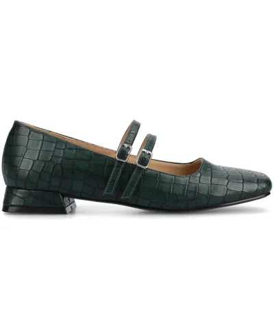 Journee Collection Women's Gredah Square Toe Double Strap Mary Jane Flats