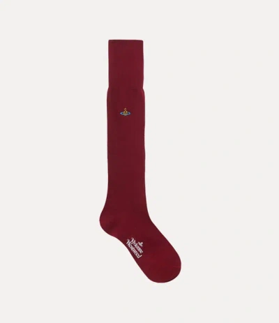Vivienne Westwood Uni Colour High Sock Cotton Red 9-11 Unisex