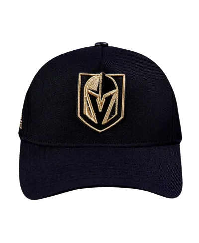 Pro Standard Men's Black Vegas Golden Knights Metallic Logo Pinch Front Adjustable Hat