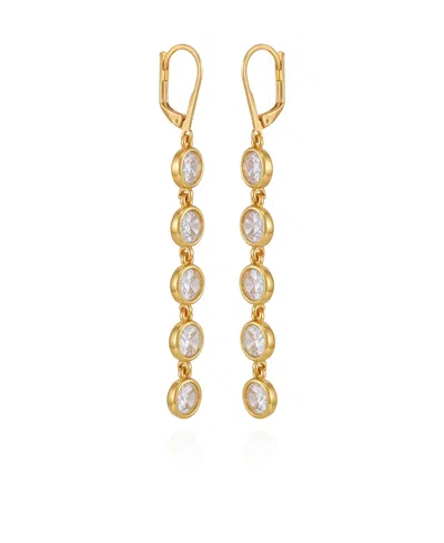 Vince Camuto Gold-tone Cubic Zirconia Drop Earrings In Gold
