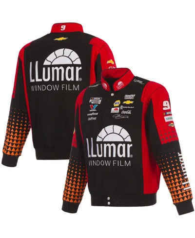 Jh Design Men's Black/red Chase Elliott Llumar Full-snap Twill Uniform Jacket In Black