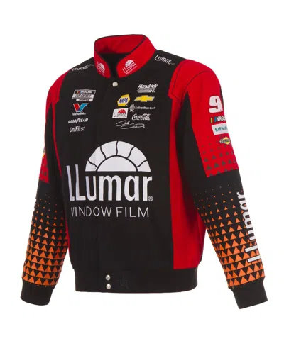 Jh Design Men's Black/red Chase Elliott Llumar Full-snap Twill Uniform Jacket In Black