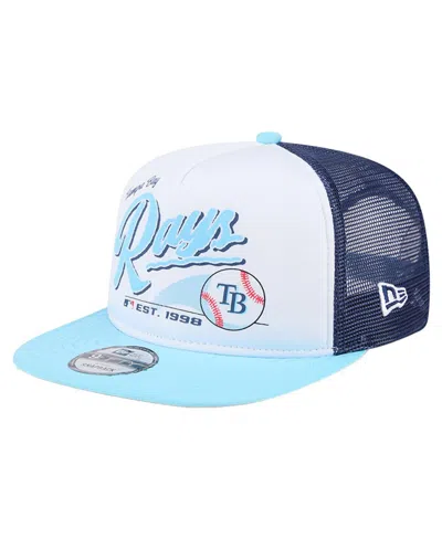 New Era Big Boys And Girls White Tampa Bay Rays Retro 9fifty Snapback Hat In Blue