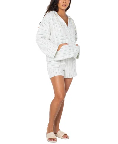 Roxy Rich Coast Stripe Hoodie In Gray