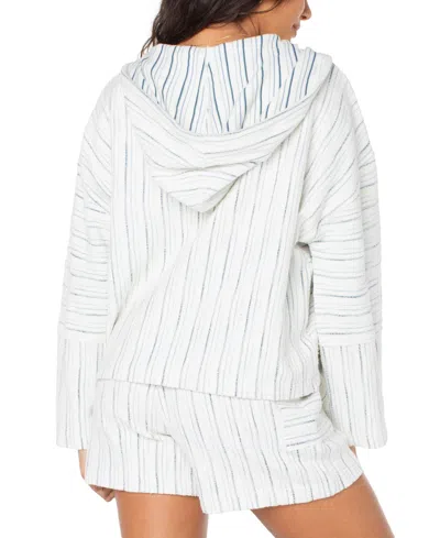 Roxy Rich Coast Stripe Hoodie In Gray