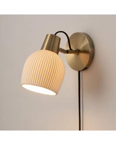 Nova Of California Petaluma Bone Porcelain Wall Sconce With Dimmer Switch In White