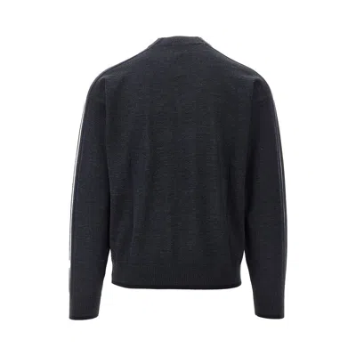 Emporio Armani Virgin Wool Sweater With Stripes In Black