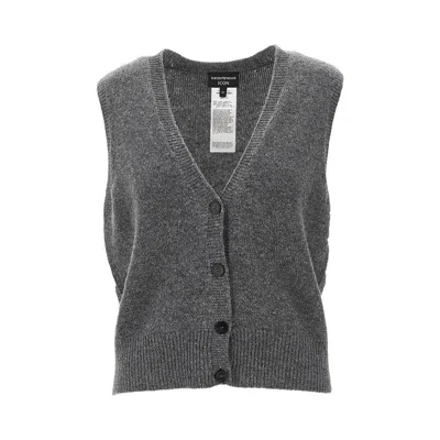 Emporio Armani Icon Cashmere Vest In Gray