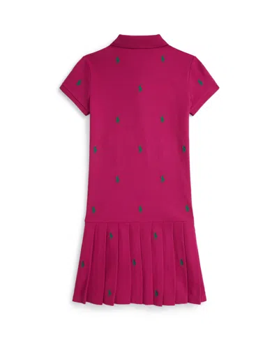 Polo Ralph Lauren Big Girls Polo Pony Stretch Mesh Polo Dress In Pink
