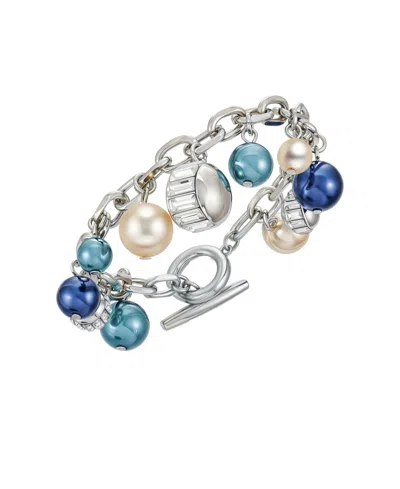 Vince Camuto Cultivated Pearl Crystal Charm Bracelet In Metallic