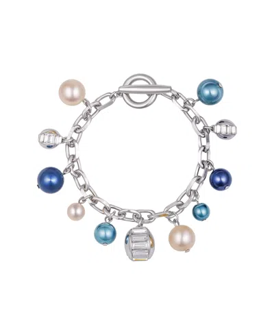 Vince Camuto Cultivated Pearl Crystal Charm Bracelet In Metallic