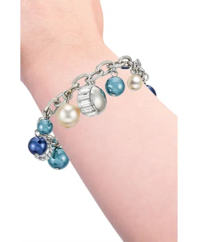 Vince Camuto Cultivated Pearl Crystal Charm Bracelet In Metallic