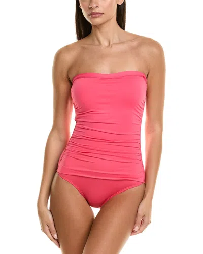 Tommy Bahama Pearl Shirred Bandeau One Piece Swimsuit In Pink